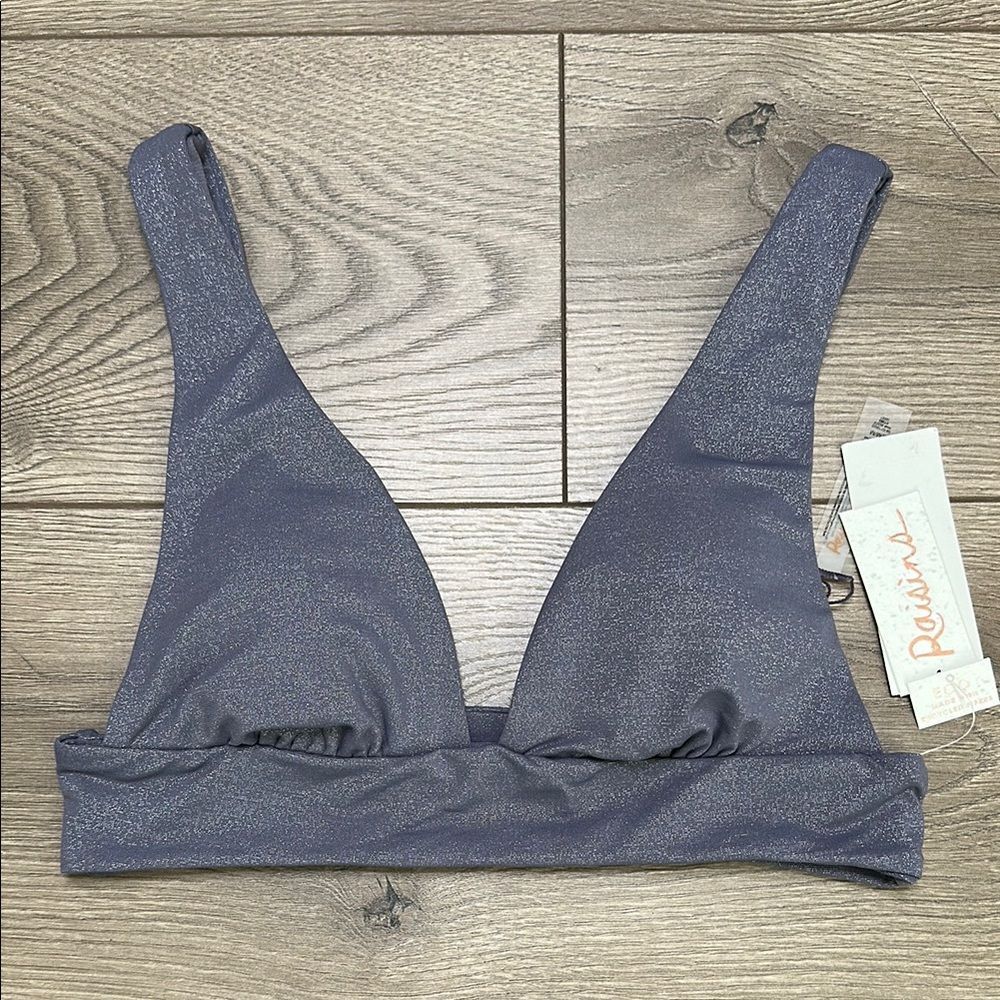 Raisins‎ Metallic Gray Bikini Swim Top Size Medium